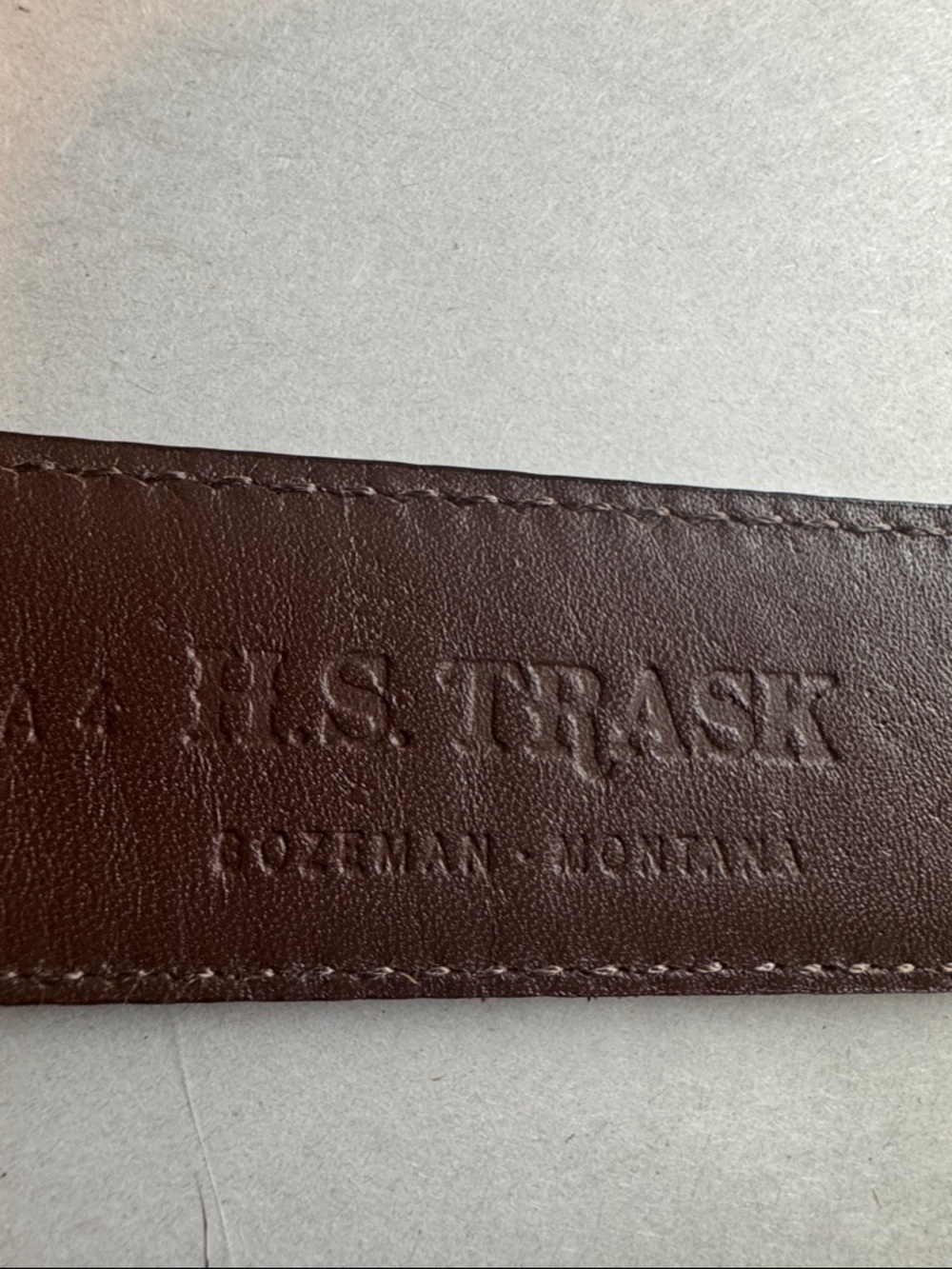 Trask Brown Leather Belt Mens 42 hidden money zipper silver tone buckle Western - Picture 9 of 12